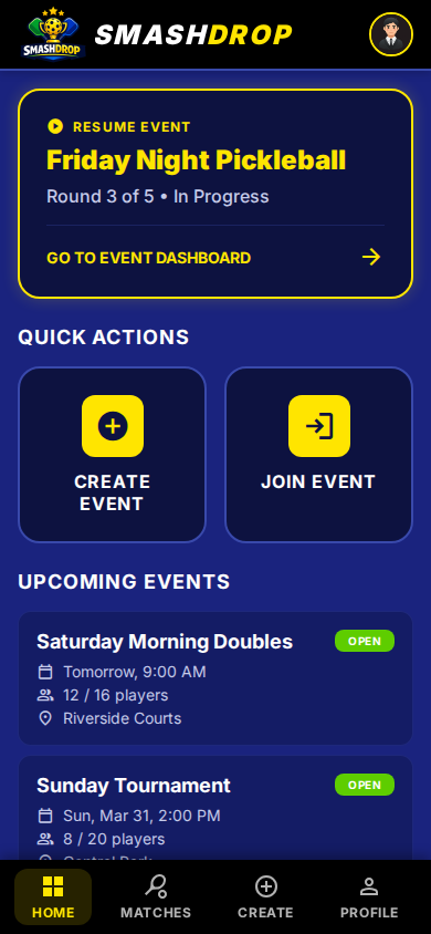 SmashDrop Home Screen